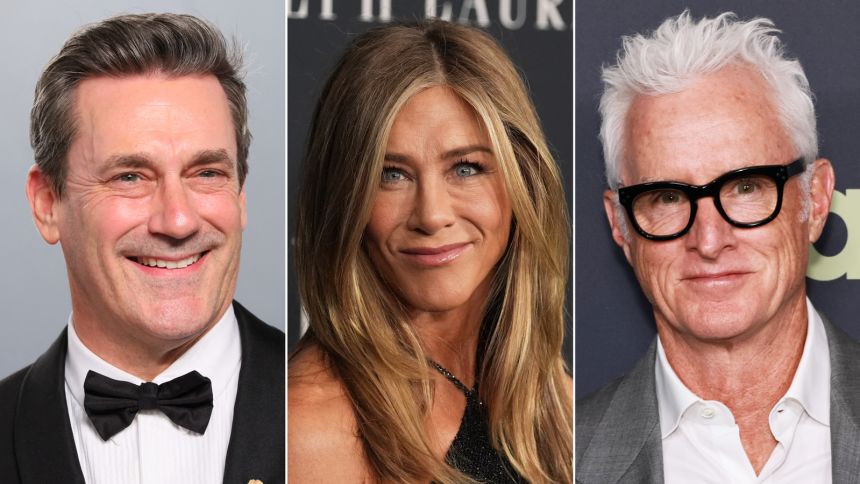 John Hamm, Jennifer Aniston, and John Slattery
