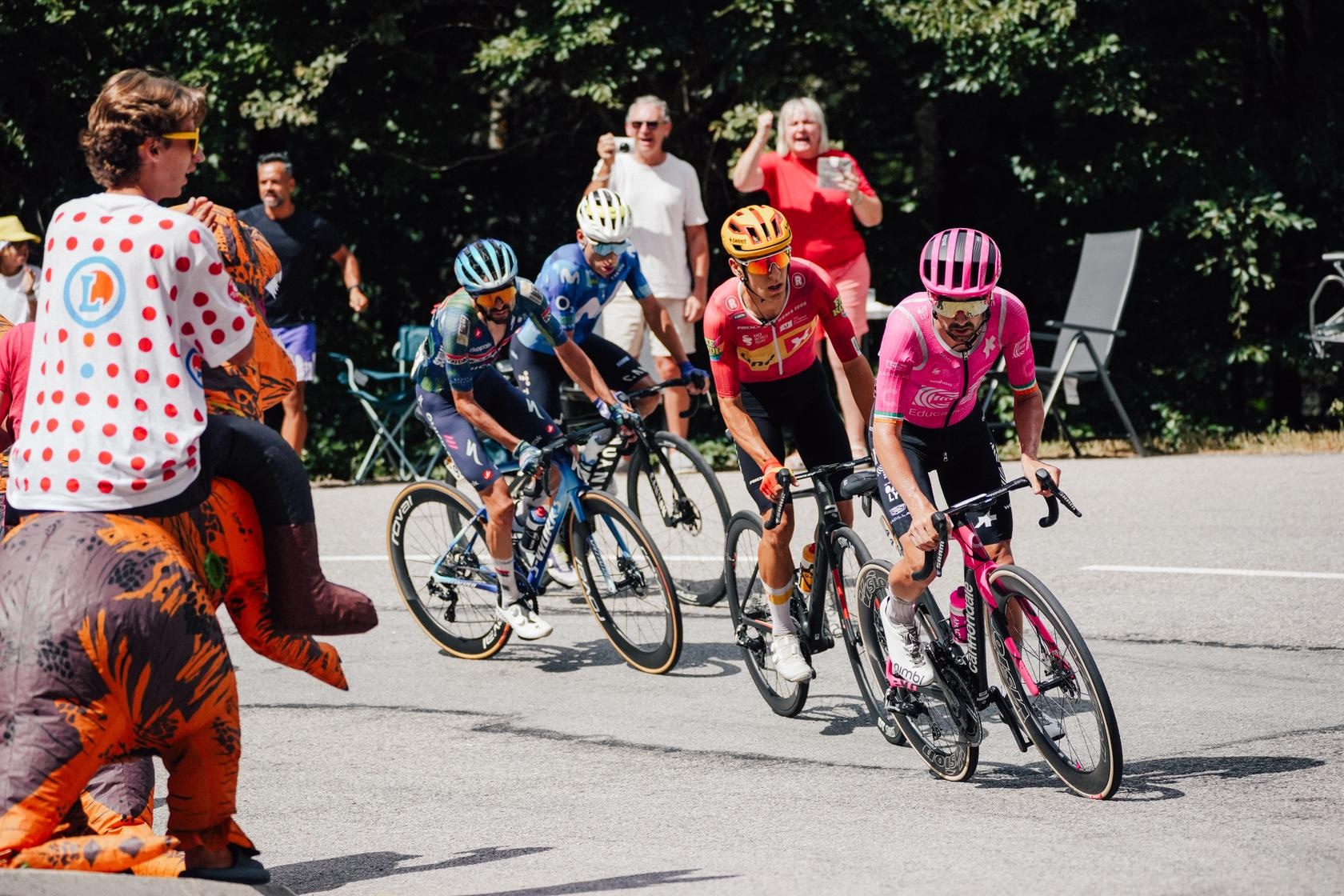 Ben Healy leads the break. 18/07/2026 - Tour de France 2026 - Étape 14 - Mulhouse / Le Markstein Fellering (155,3 km) - Photo: Thomas Maheux/ASO