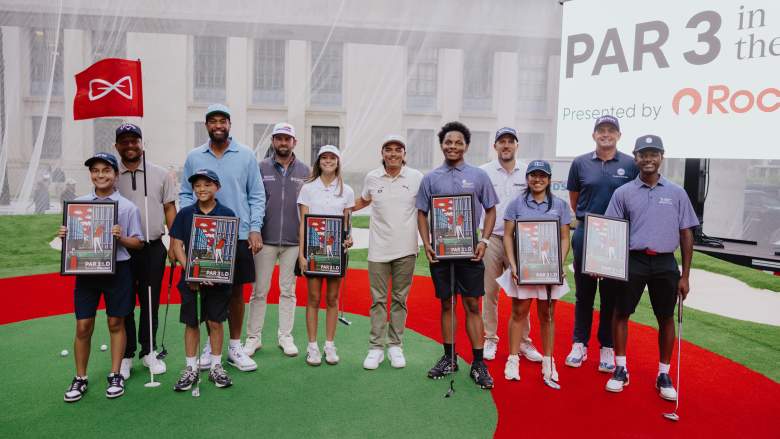 Six PGA pros with youth golfers