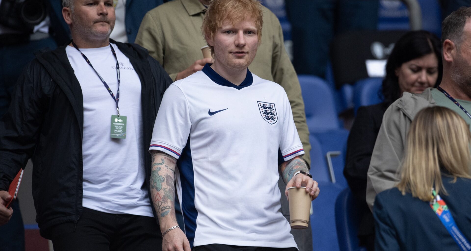 Fans comment on how "impressed" England players look to receive performance from Ed Sheeran