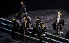 BTS perform onstage during comeback concert at Gwanghwamun Square on March 21, 2026 in Seoul, South Korea. The free concert is the band's first performance in nearly four years.