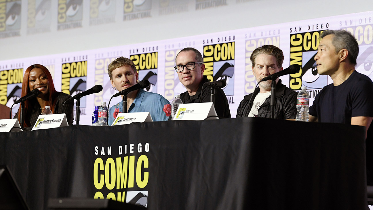 (L-R) Keke Palmer, Senior Curator and Head of Film Programs, Lucas Museum Ryan Linkof, co-founders of Stoopid Buddy Stoodios Matthew Senreich and Seth Green, and DC’s President, Publisher, and CCO Jim Lee attend Inside the Lucas Museum of Narrative Art at San Diego Comic-Con International 2026 at San Diego Convention Center on July 23, 2026 in San Diego, California.