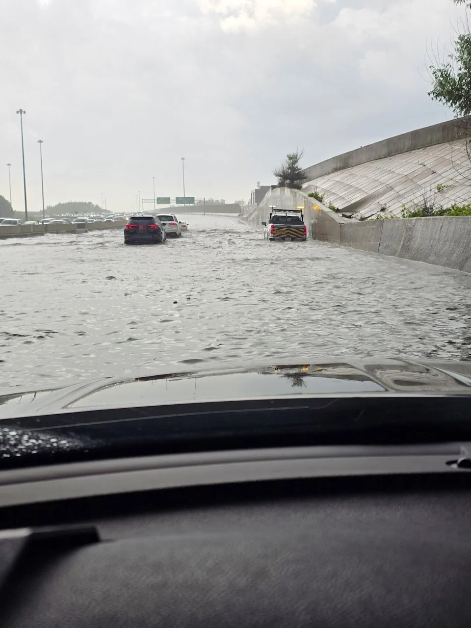 Flooding is seen on Highway 417 westbound at Holly Acres Road.