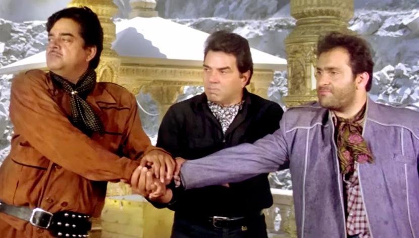 Shatrughan Sinha, Dharmendra and Rajiv Kapoor in Zalzala Shatrughan Sinha, Dharmendra and Rajiv Kapoor in Zalzala