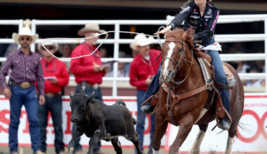Day 2 of the Calgary Stampede rodeo: Megeds fire up double win