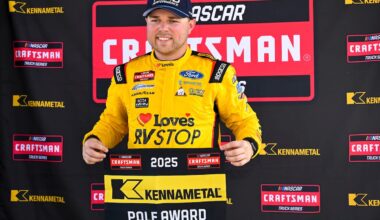 #34: Layne Riggs, Front Row Motorsports, Love's RV STOP Ford F-150, Pole Award