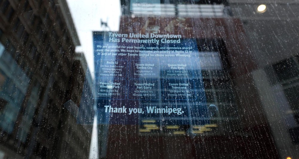Tavern United location directly across from the Canada Life Centre at 345 Graham Ave. has permanently closed its doors. (Ruth Bonneville / Free Press)