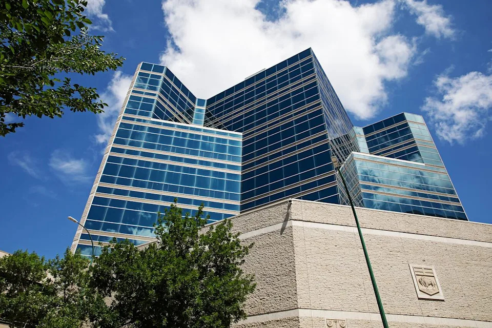 The outside of the Winnipeg Remand Centre, at the corner of Kennedy Street and York Avenue, on Monday, July 6, 2026.