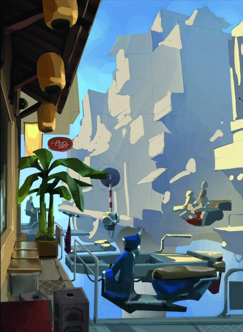 Digital sci-fi art based on an everyday real-world scene