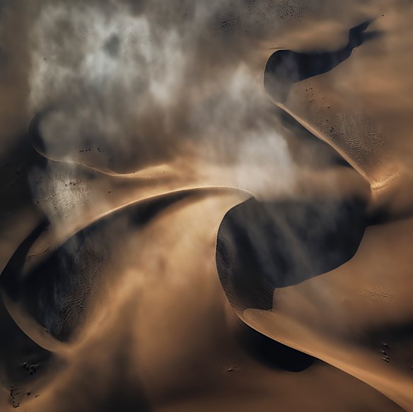 Third place: Barbara Brown, Australia. Cloud Over Dunes - Walvis Bay, Namibia.