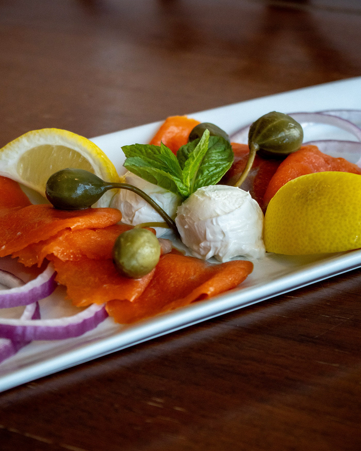 Smoked salmon platter at Bistro Praha