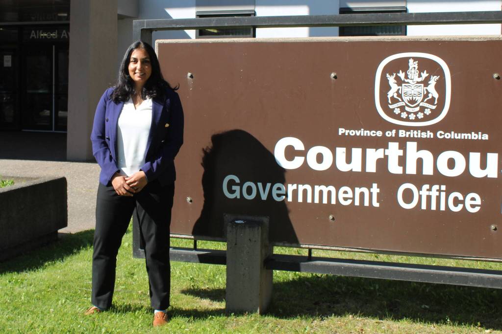 Deputy Premier and Attorney General of British Columbia Niki Sharma tours the Smithers courthouse June 23 on the heels of the five year anniversary of the virtual bail starting. (Marisca Bakker/The Interior News)