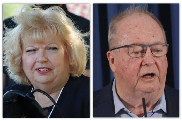 Surrey Mayor Brenda Locke and former mayor Doug McCallum. (File photos)