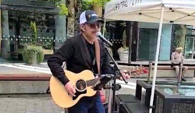 Danilo Carrasco performs at Central City mall plaza in Surrey on Sunday, June 28, 2026, as part of the city&rsquo;s new Music Busker Program. (Contributed to Surrey Now-Leader)