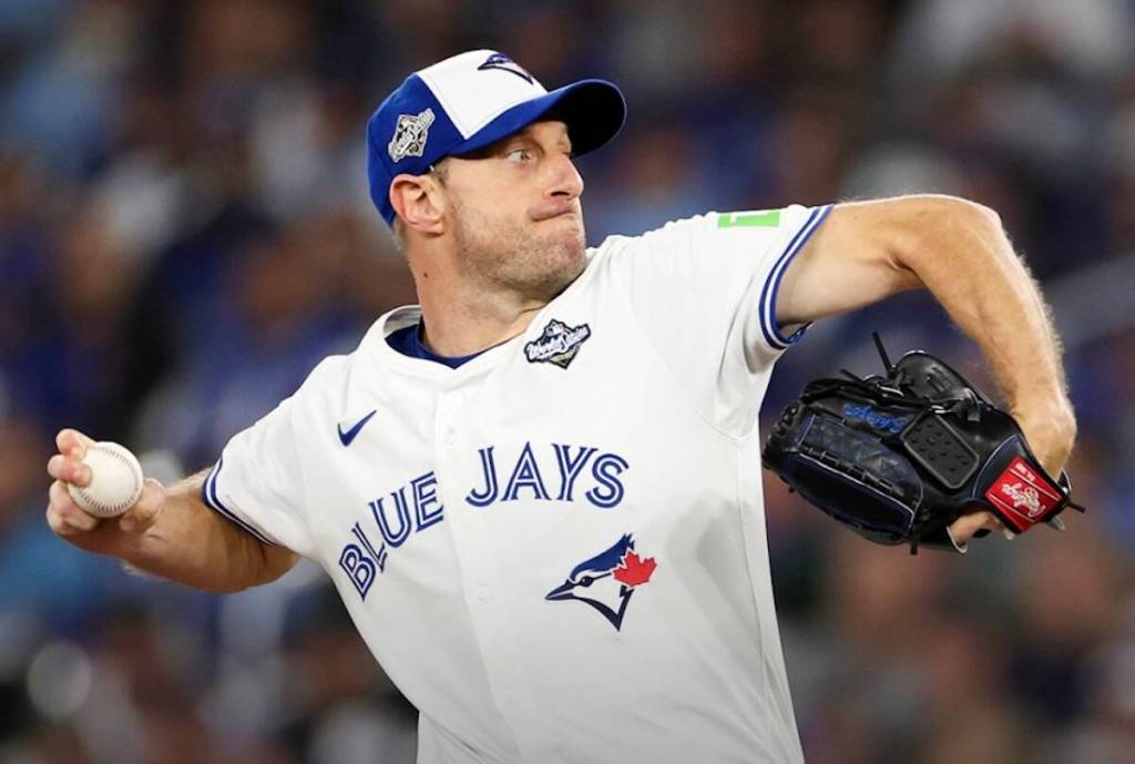According to a report, Toronto Blue Jays pitcher Max Scherzer will make a rehab start for the High-A Vancouver Canadians at Nat Bailey Stadium on Friday, July 3. (@MLBNetwork/X)