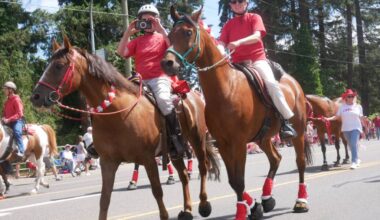 The Silver Spur Riding Club walk down the Island Highway during the Parksville Canada Day Parade on July 1. (Kevin Forsyth photo)