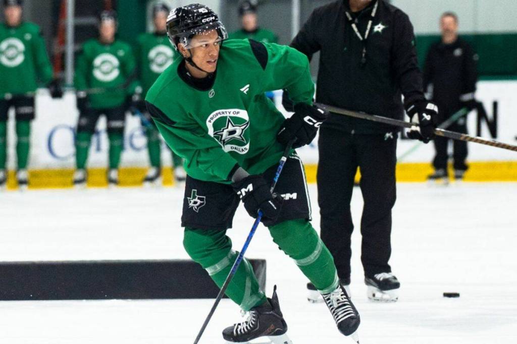 Victoria Royals forward Cameron Schmidt is one of eight Royals and seven Grizzlies participating in NHL development camps across the league. (Photo courtesy of Dallas Stars/Victoria Royals/X)