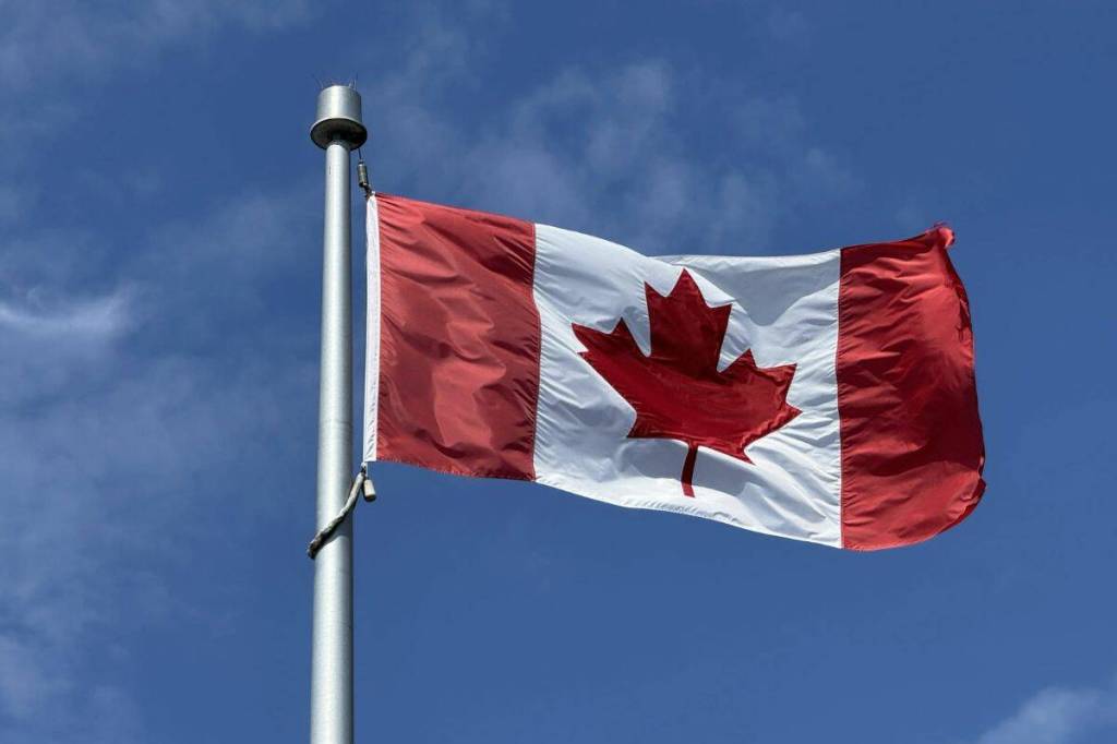 Canada’s flag waves in the waterfront breeze on Canada Day 2026. (Hayley McLeod/Contributed to Peace Arch News)