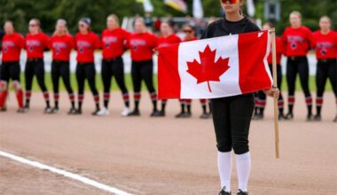 Team Canada continued their win streak at the 2026 Canada Cup International Softball Championship in South Surrey Wednesday night with a 12-2 victory vs. New Zealand, improving their tournament record to 3-0. (Lathanuel Photography/Contributed to Peace Arch News)
