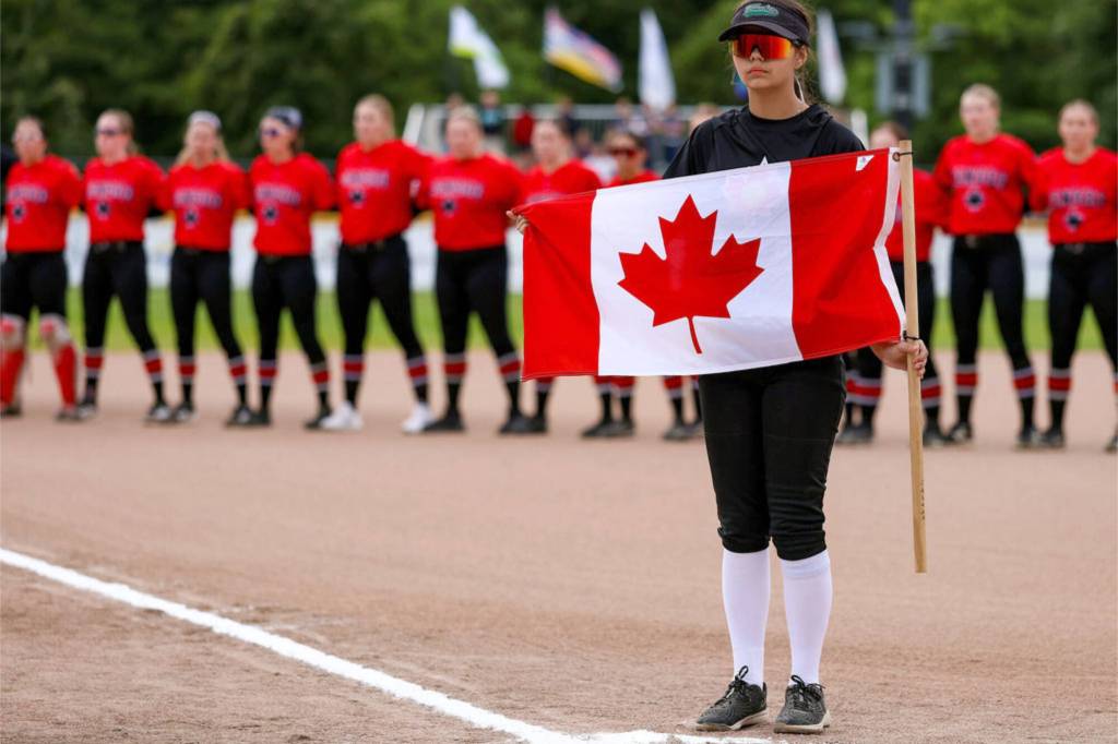 Team Canada continued their win streak at the 2026 Canada Cup International Softball Championship in South Surrey Wednesday night with a 12-2 victory vs. New Zealand, improving their tournament record to 3-0. (Lathanuel Photography/Contributed to Peace Arch News)