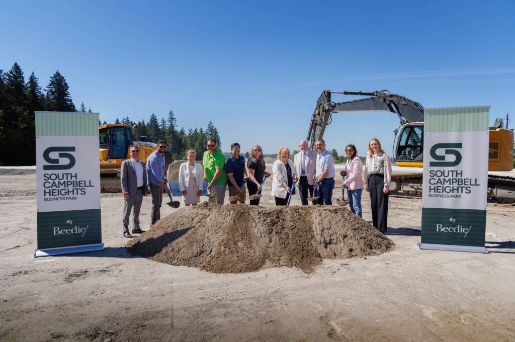 A recent Beedie groundbreaking in Surrey’s South Campbell Heights means more than one million square feet of industrial space is on its way to the neighbourhood, as well as a yet-to-be-identified tenant that is a “prominent player in the automotive industry.” (Jayden Beedie/Contributed to Peace Arch News)