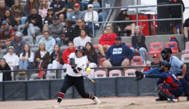 Delta’s Kelsey Harshman at bat during the Canada Cup round-robin game against the Chinese Taipei Development Team in Surrey on Friday, July 10, 2026. (Anna Burns/ Surrey Now-Leader)