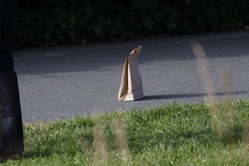 Police investigate an incident in the area of Craigflower Schoolhouse and Kosapsom Park Saturday morning, July 11. (Courtesy of Charles Bodi)