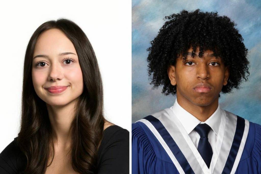 (left) Karma Gordon and (right) Fortune Adhanom are two recent secondary school graduates among 51 Surreys students to receive the Beedie Luminaries Scholarship. (Beedie Luminaries/Contributed to Peace Arch News)