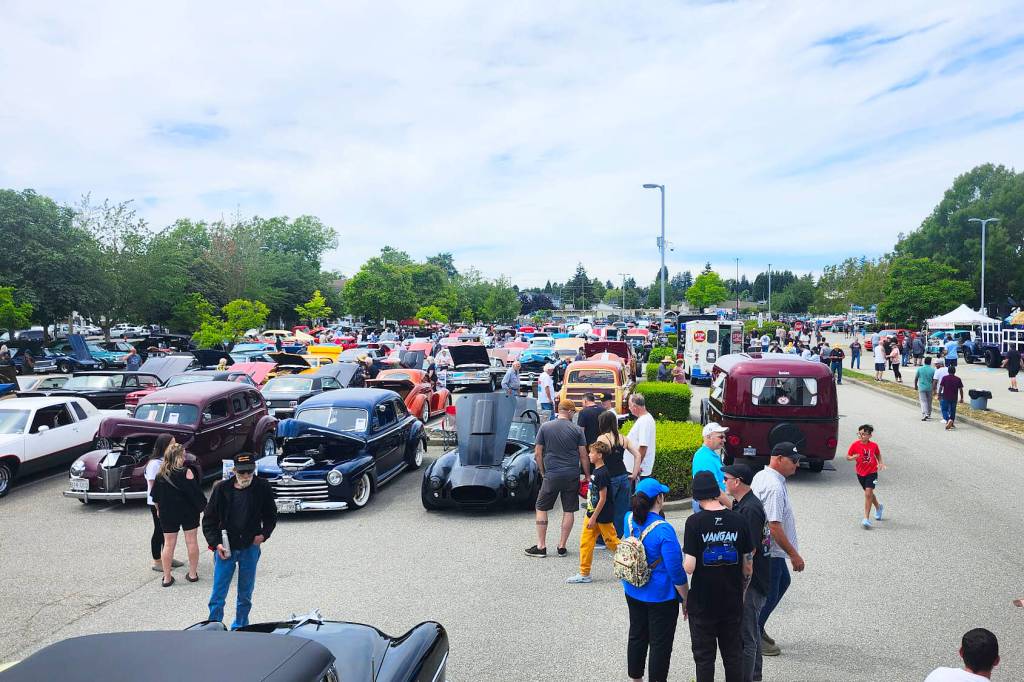 The 10th annual Hot Rod Saturday car show was held in the Elements Casino parking lot July 11. Organizers said they had just under 500 cars at the show and they expected about 5,000 people to attend. (Photo: Malin Jordan/Cloverdale Reporter)