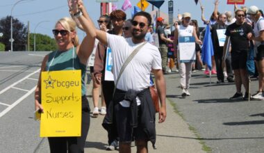 Kristine Mallory, a speech language pathology assistant at NRGH, was among the striking health-care workers on Monday. (Jessica Durling/News Bulletin)