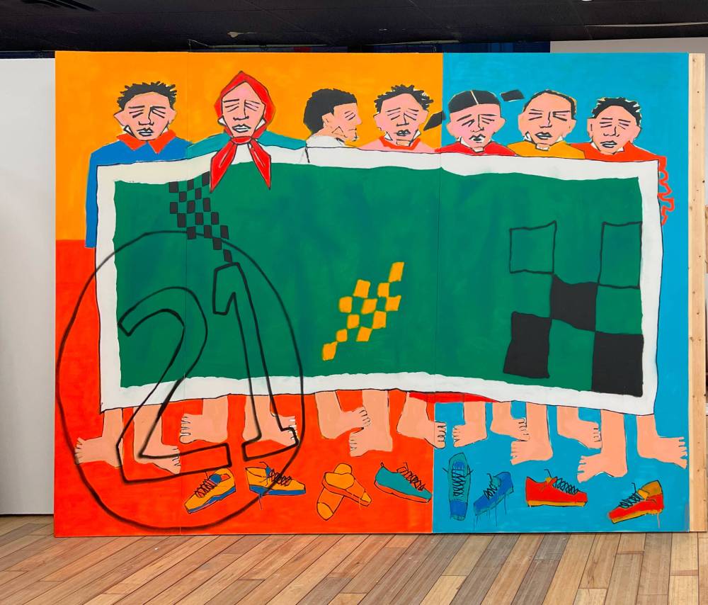 Supplied
Bistyek’s art features the colours of the flag of Kurdistan, a stateless nation in West Asia.