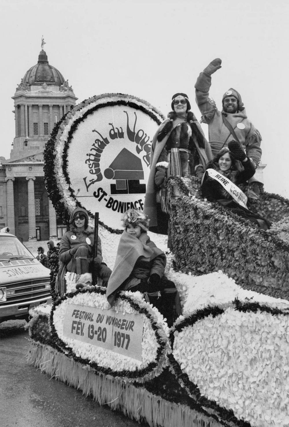 SUPPLIED
Lucien Loiselle waves from a float during the Festival du Voyageur in 1977.
