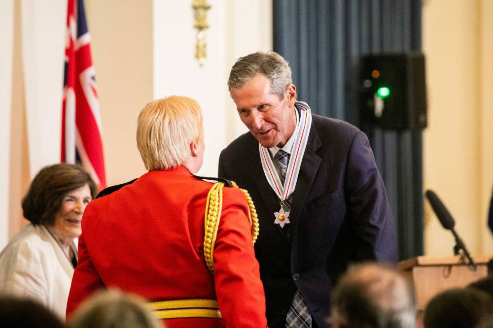 MIKAELA MACKENZIE / FREE PRESS
Former Manitoba premier Brian Pallister said receiving the accolade was a recognition of sacrifices made by family who stood by his side.