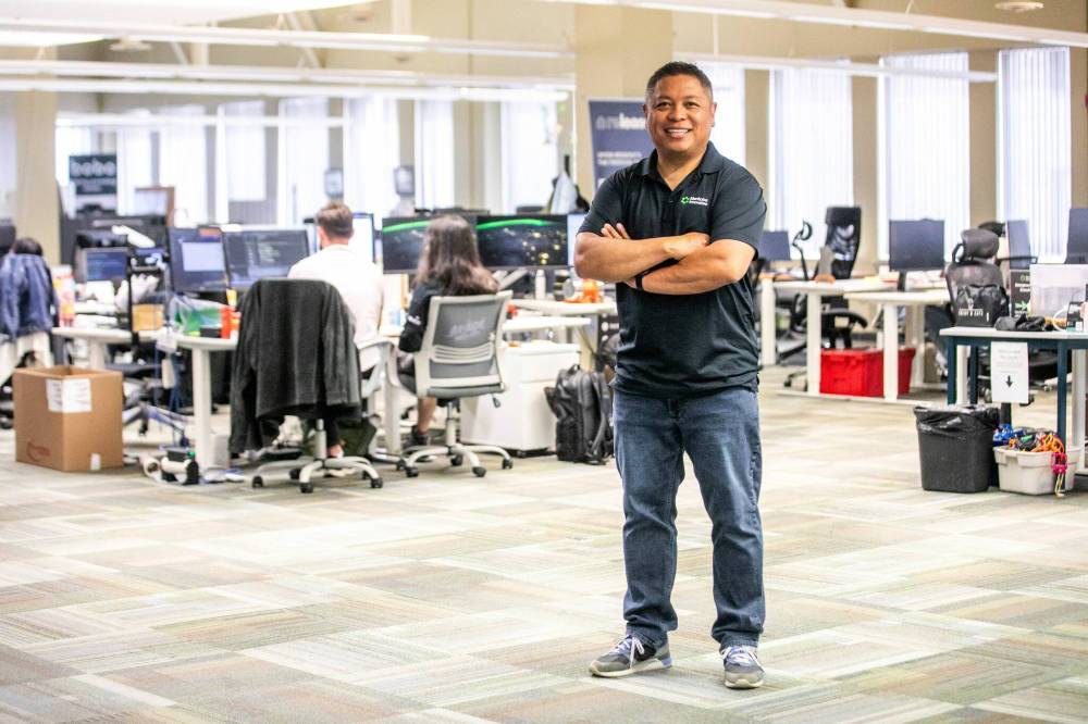 MIKAELA MACKENZIE / FREE PRESS
Ron Cantiveros, with Manitoba Innovates, at their offices on Tuesday, July 21, 2026. Ron is starting a career program for Manitoba Innovates, which works with tech start-ups. For Gabby story. Free Press 2026