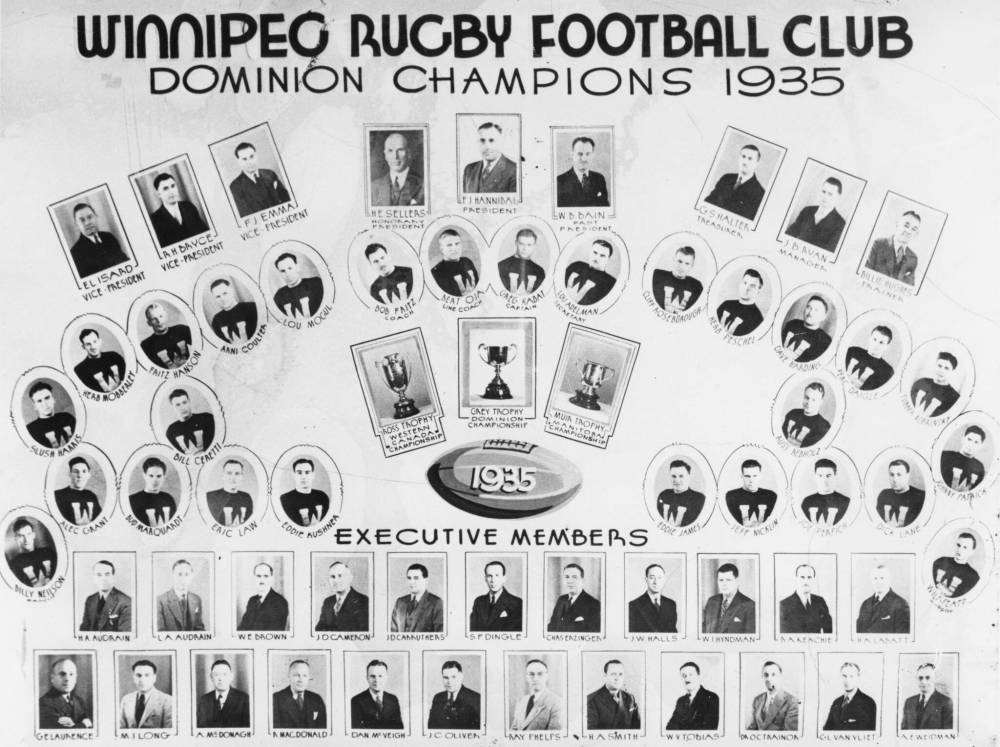 FREE PRESS FILES
The Wanderers filled out the Winnipeg Football Club’s roster that won the first Grey Cup for the city in 1935 and was the first team from Western Canada to win the Cup.