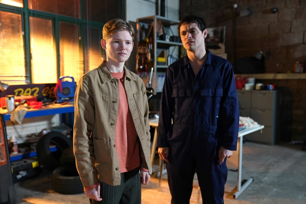 EMBARGO 14/04/2026 Ro Hutchinson and Rex Gallagher in Hollyoaks embargo 14042026 ro hutchinson and rex gallagher in hollyoaks