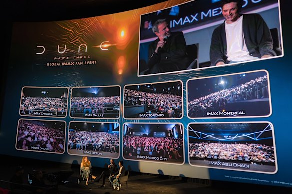 Denis Villeneuve and Timothée Chalamet at the Dune: Part Three trailer launch.