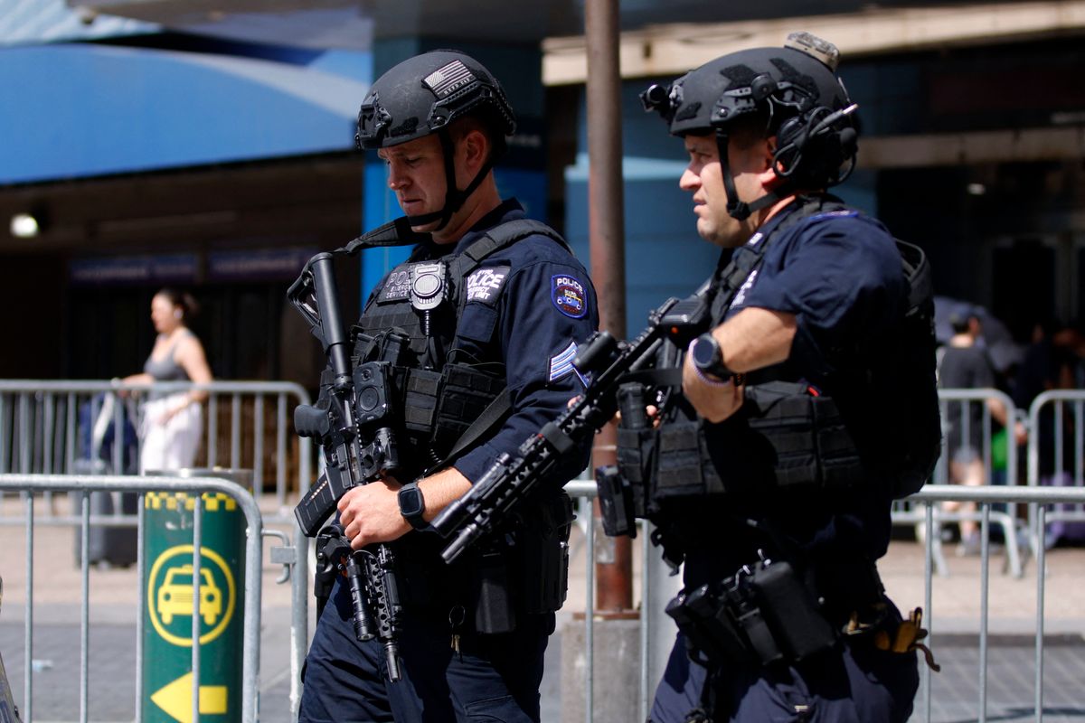 Police officers provided security outside Madison Square Garden