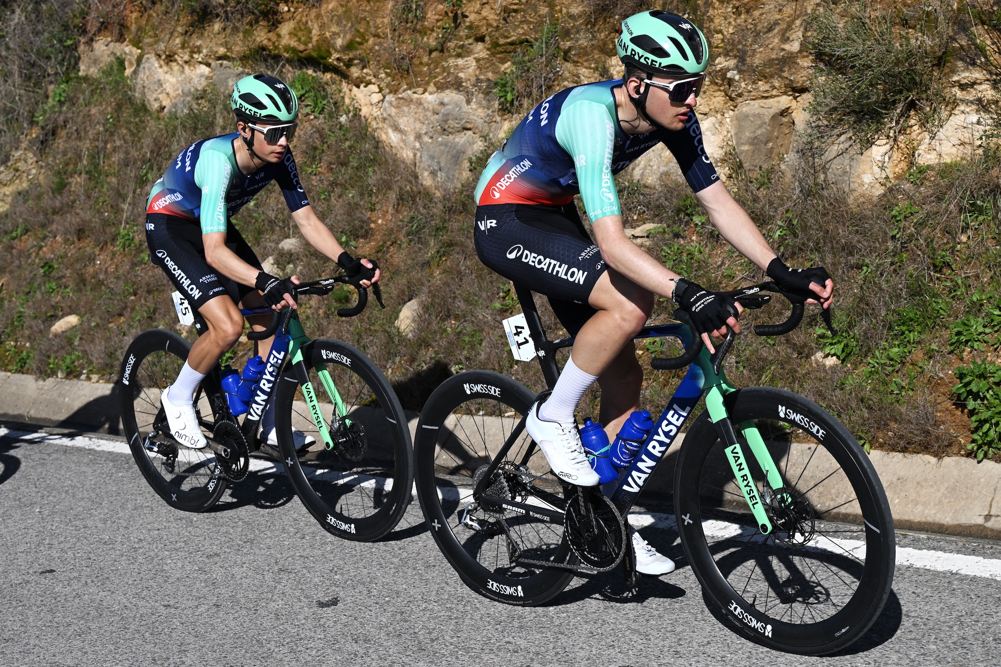 Matthew Riccitello and Paul Seixas riding together during the 52nd Volta ao Algarve em Bicicleta 2026 (Photo by Dario Belingheri/Getty Images)