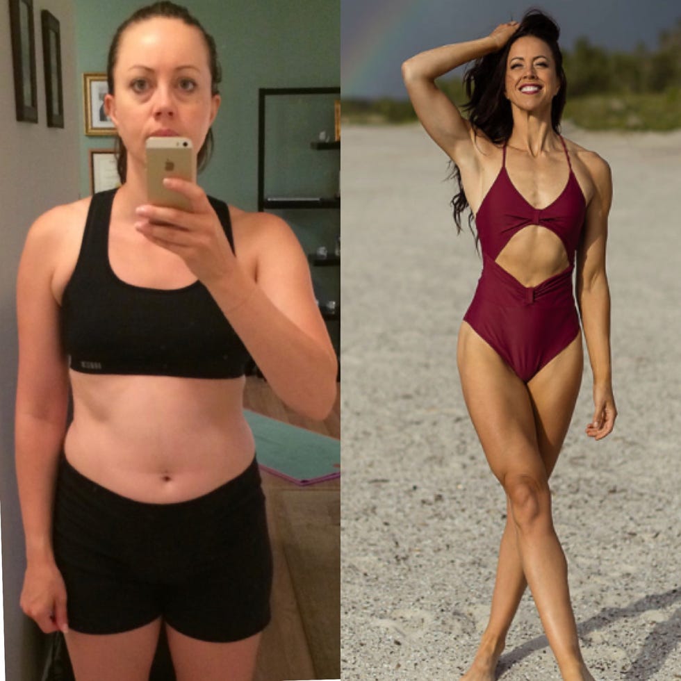Before and after fitness transformation of a woman. Before and after fitness transformation of a woman.