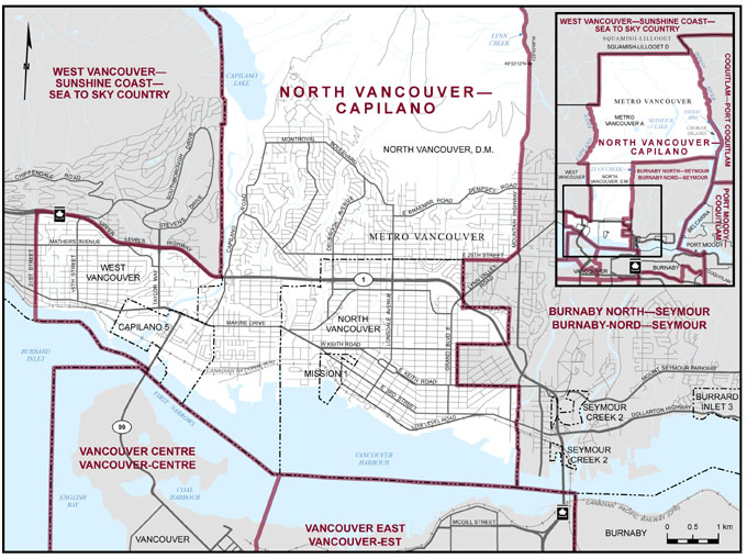 North Vancouver-Capilano, riding map