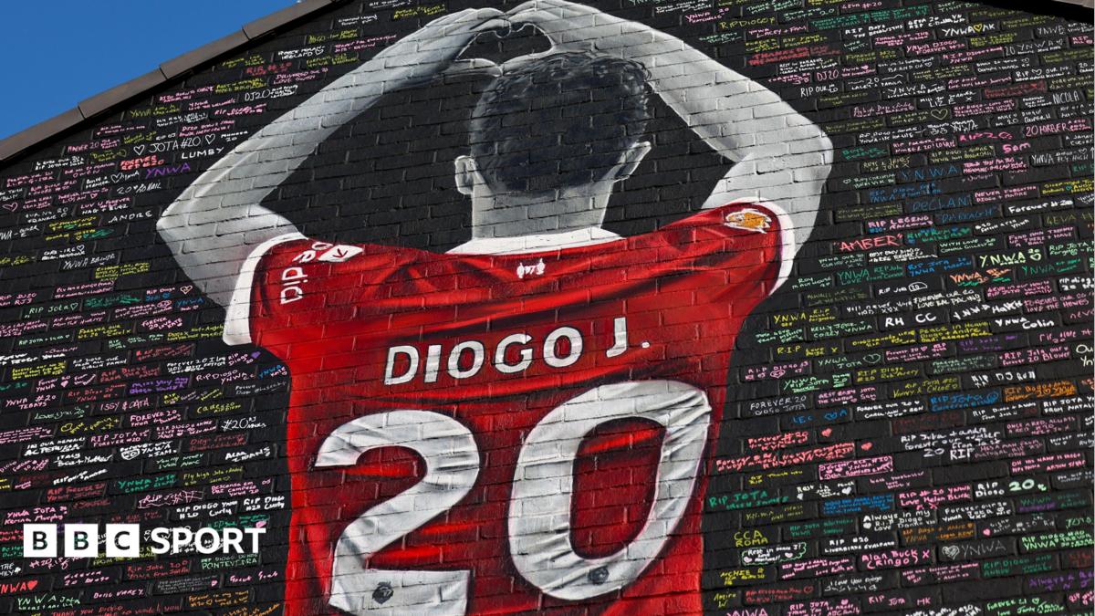 Diogo Jota mural on the side of a house close to Anfield
