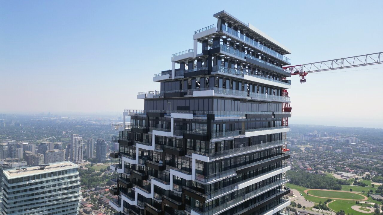 Crown Materializing, Crane Dematerialzing at M3, Canada's Tallest Building Outside Toronto