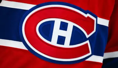 The Montreal Canadiens logo on a player