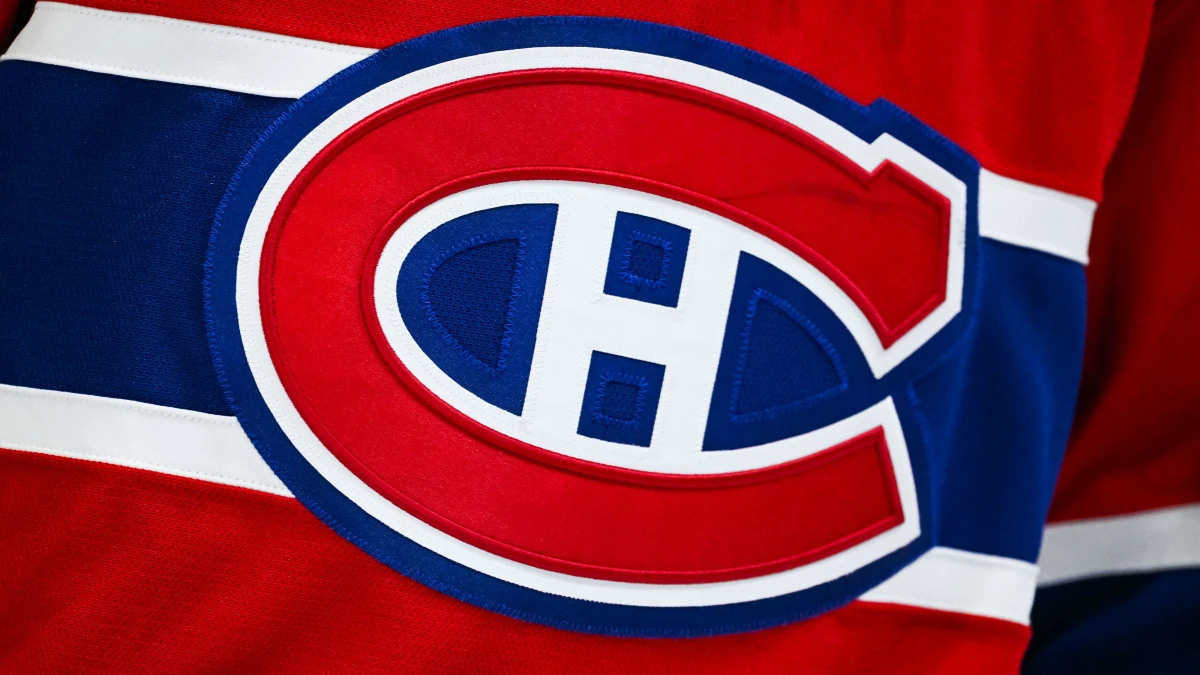 The Montreal Canadiens logo on a player
