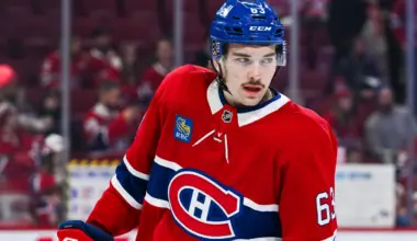 Montreal Canadiens left wing Florian Xhekaj (63) looks on during warm-up before the game against the Ottawa Senators at Bell Centre.