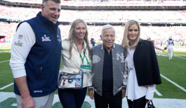 Mike Vrabel and his wife Jen don't seem too happy at Taylor Swift and Travis Kelce's wedding