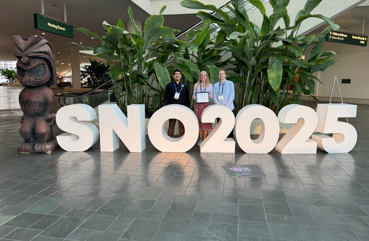 The author with colleagues from OurBrainBank at the Society for Neuro-Oncology annual meeting in 2025. "We presented research on disparities in glioblastoma care shaped by patient and caregiver experiences like Karla’s," the author writes.