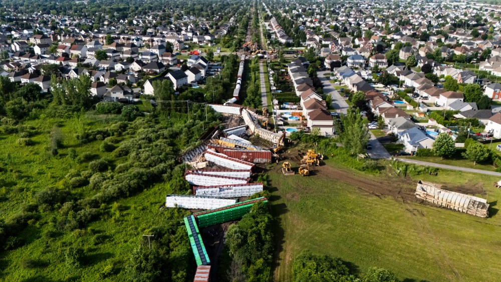 Crews clean up a derailed cargo train in Repentigny, Que., on Monday, July 6, 2026. THE CANADIAN PRESS/Christopher Katsarov
The Canadian Press