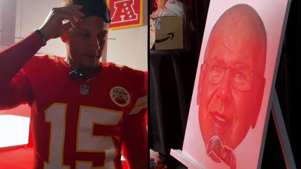 Patrick Mahomes’ offseason challenge goes wrong as Andy Reid’s cardboard cutout pays the price